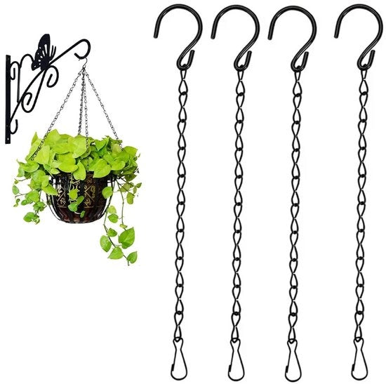 OUDQFCJ 4 pezzi di catenella metallica 50 cm per l'appoggio di vasi di piante, piante da appartamento, vasi di fiori, uccelli, lanterne, interni ed esterni, nero