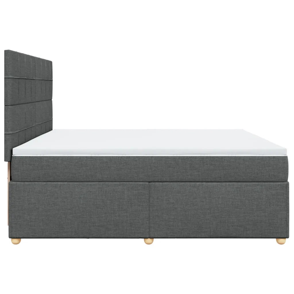 Giroletto a Molle con Materasso Grigio Scuro 200x200 cm Tessuto
