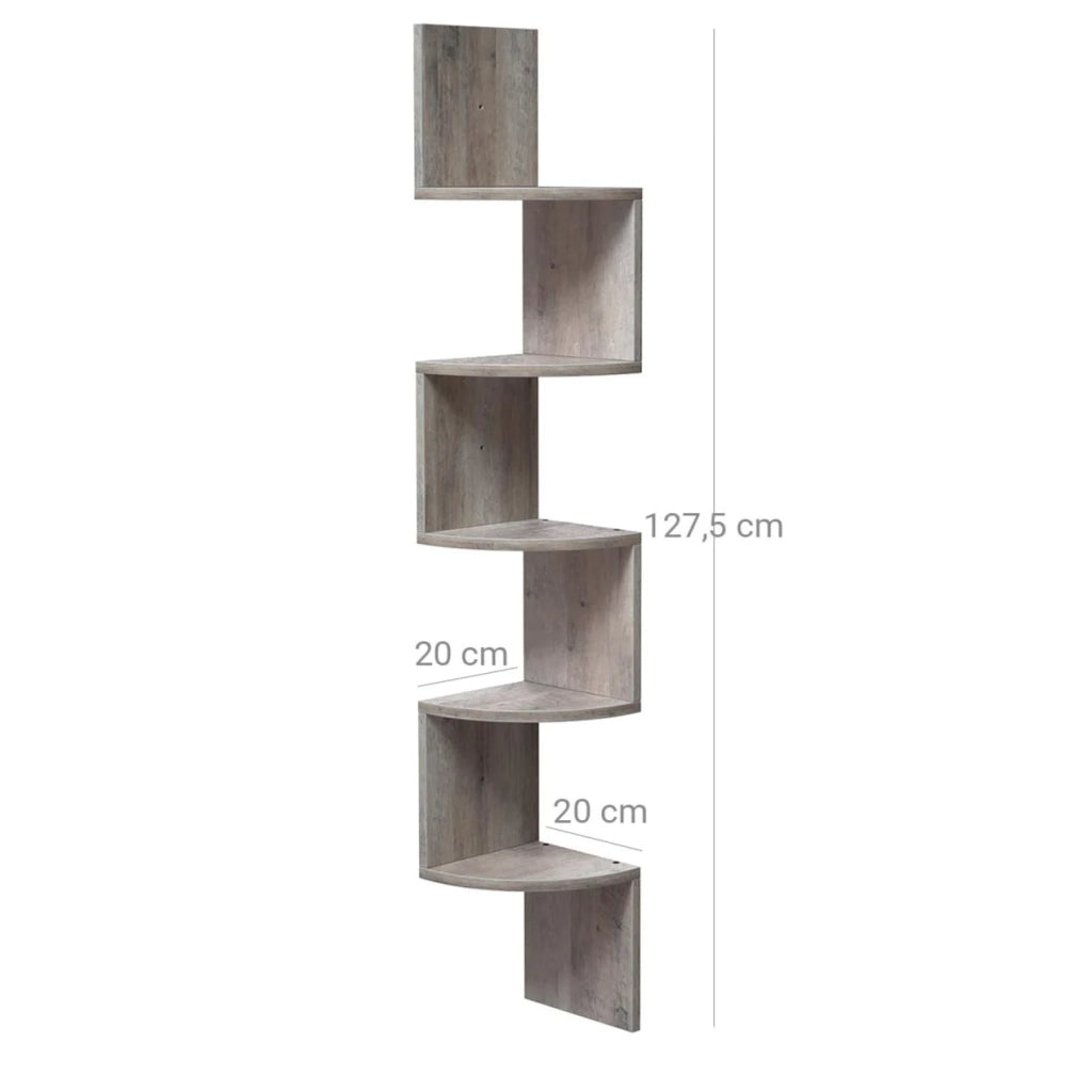 Mensola angolare mensola da parete 20 x 20 x 127,5 cm forma a zigzag libreria grigio 12_0005625