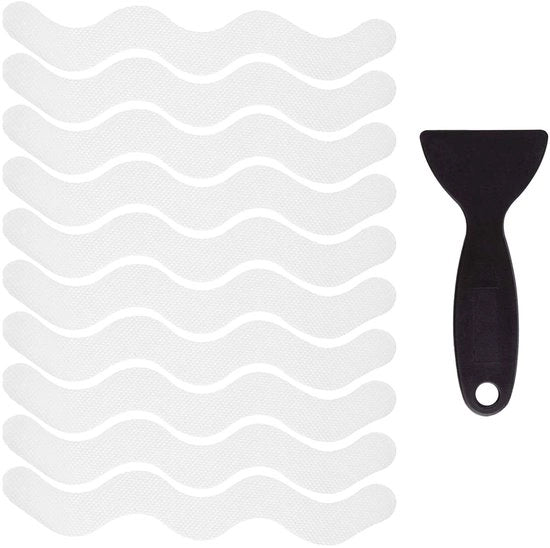24 pezzi di adesivi antiscivolo, strisce di sicurezza per vasche da bagno con raschiatore premium, adesivi antiscivolo autoadesivi per bagni, vasche da bagno, scale e docce.

Specifiche tecniche: 
- 24 pezzi 
- Con raschiatore premium
