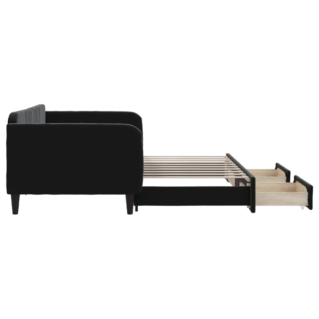 Divano Letto Estraibile con Cassetti Nero 90x190 cm in Velluto 3197126