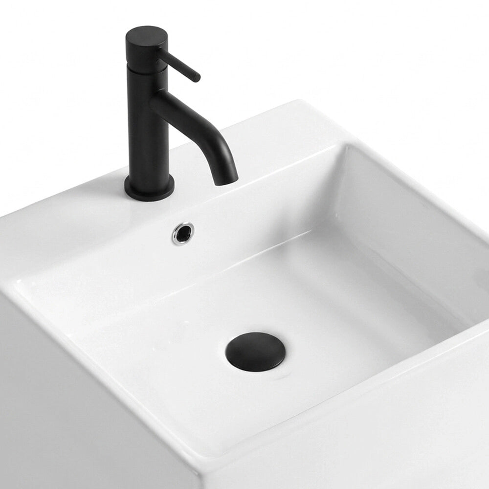 Lavabo freestanding quadrato 40x85 cm in ceramica bianco lucido Giove