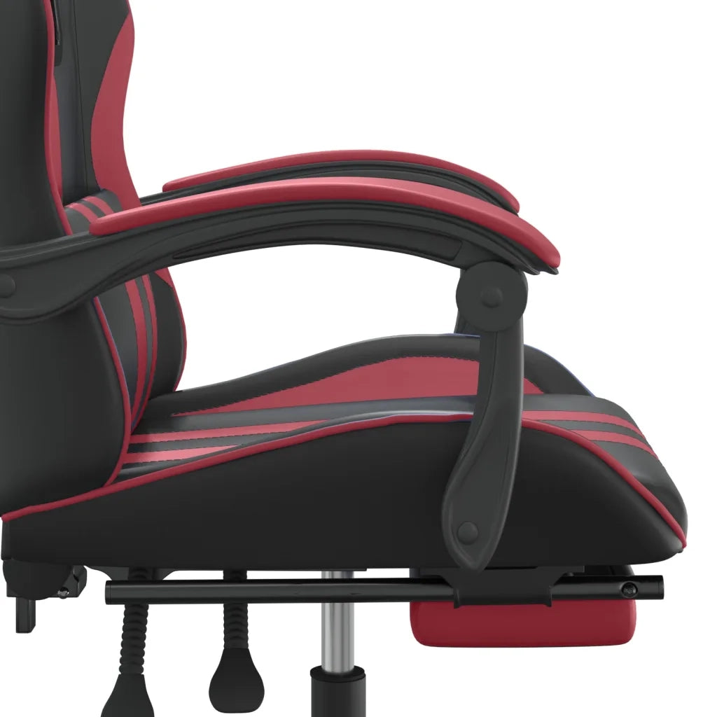 Sedia Gaming Girevole Poggiapiedi Nero e Rosso Vino Similpelle cod mxl 63523