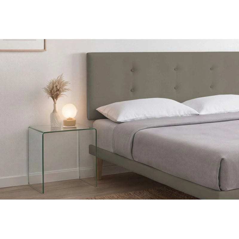Letto imbottito Letto Matrimoniale alla Francese 140x190 cm Button - Similpelle,Cappuccino,Con rete