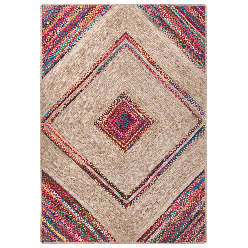 Tappeto multicolore in juta 160 x 230 cm rettangolare con motivo Soggiorno Camera da letto