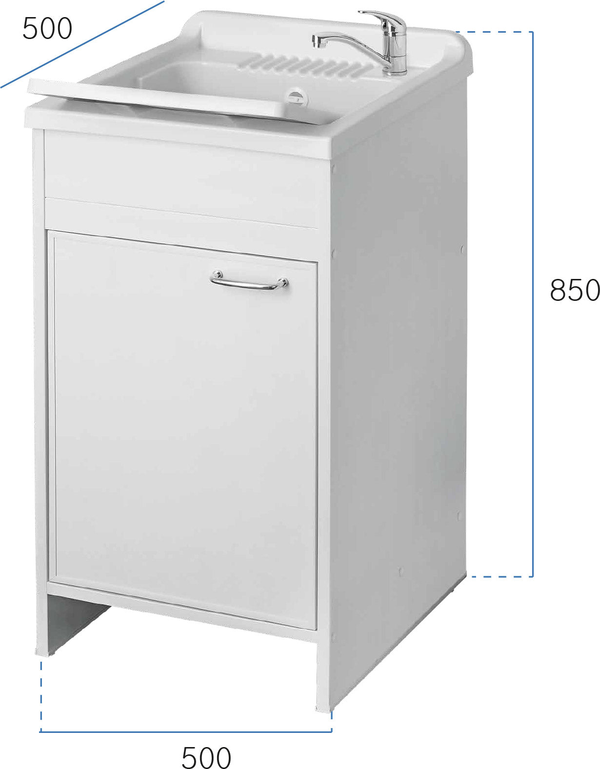 Mobile Lavatoio in PVC 50x50x85 cm 1 Anta Forlani Garden Bianco