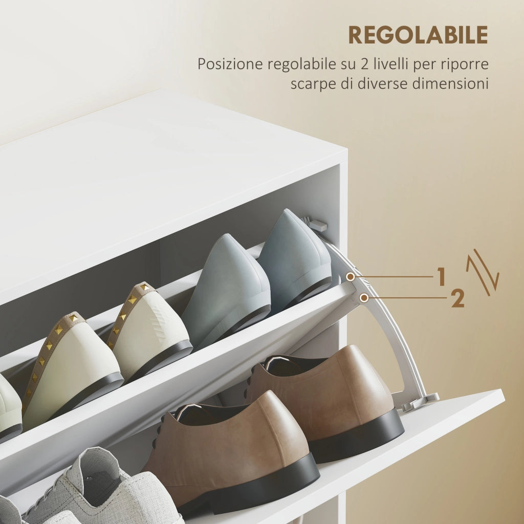 Armadio Scarpe con 4 Cassetti a Ribalta ¨C zephmum ¨C Bianco 120x24x81 cm