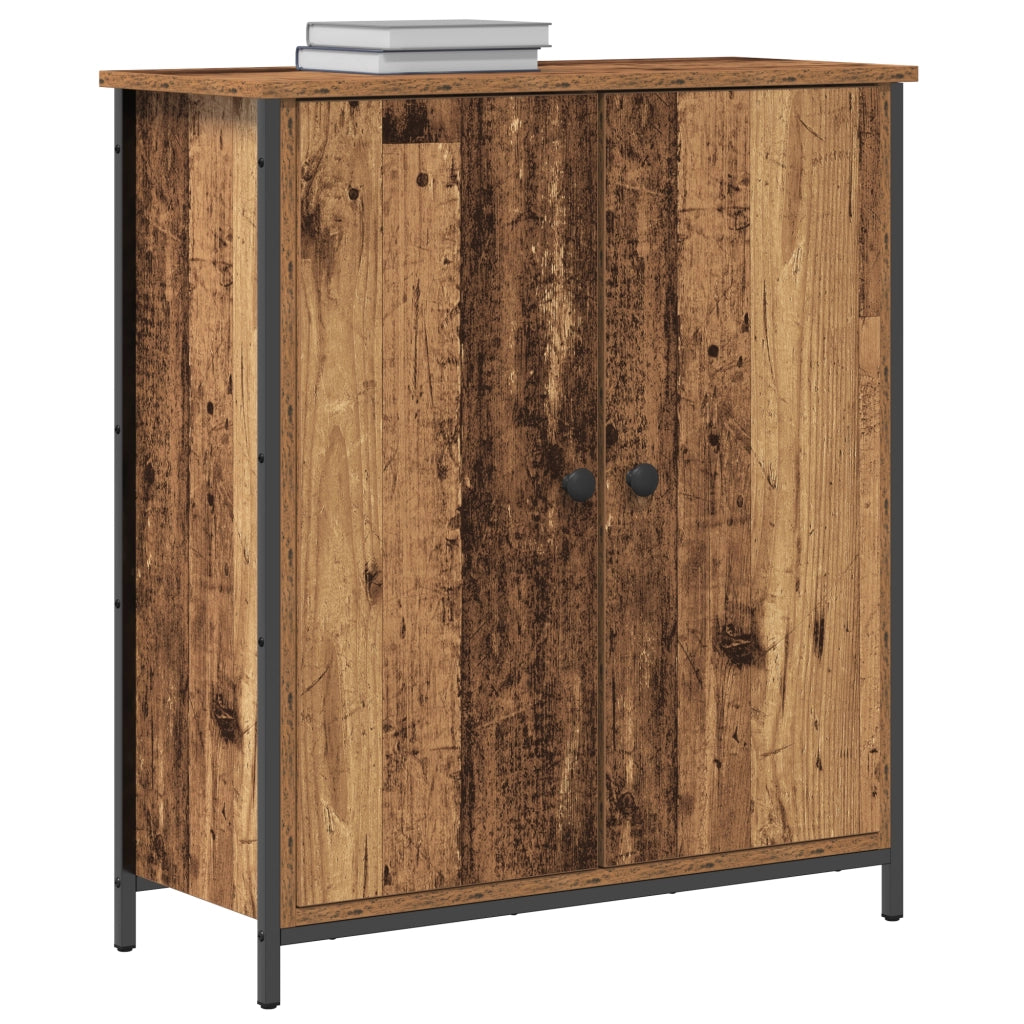 Buffet Sideboard Legno Vecchio 70x30x80 cm Legno Ingegnerizzato e Acciaio