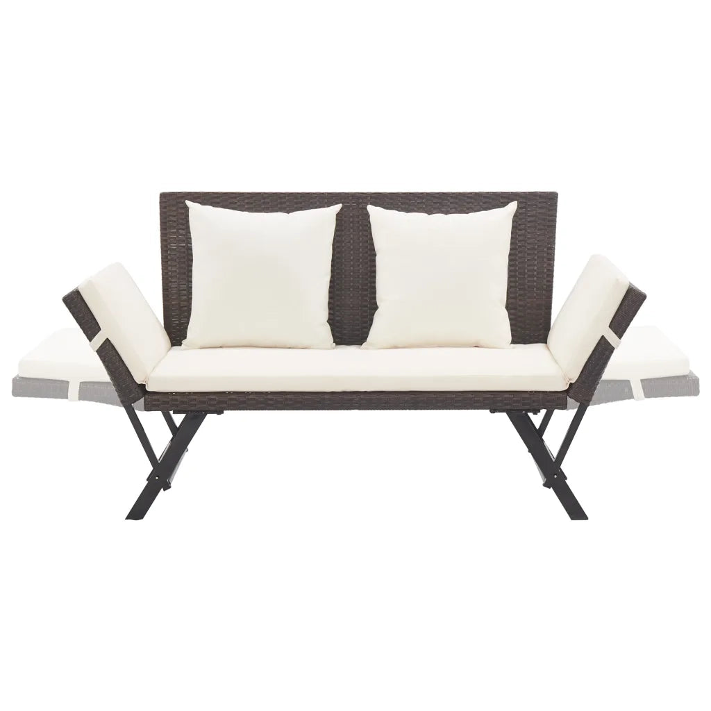 Panchina da Giardino con Cuscini 176 cm Marrone in Polyrattan cod mxl 41668