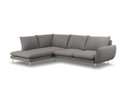 Cosmopolitan Design - Divano angolare sinistro "Vienna" 6 posti in tessuto strutturato grigio scuro 