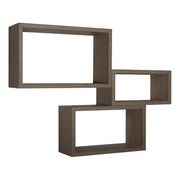 Set di 3 Mensole da Muro, Libreria Sospesa, Libreria Parete, Scaffale Parete, Noce, 45x27 p15,5 cm, 40x22 p15,5 cm e 35x17 p15,5 cm - Trittico