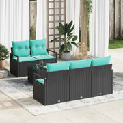 Set di divani 6 pcs Nero e Turchese polyrattan