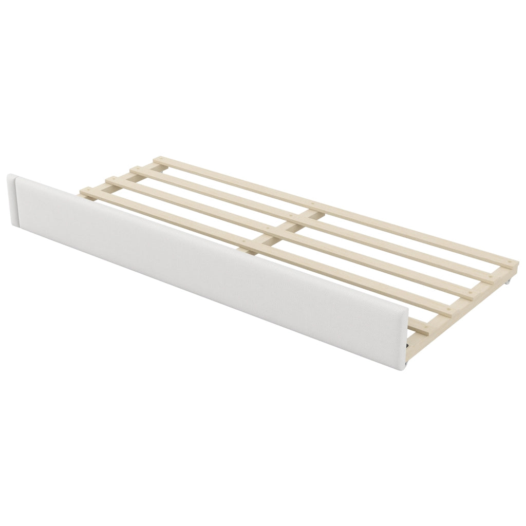 OKWISH Letto a Divano 90×200 cm, Letto Singolo con USB, LED Regolabile e Scrivania, letto estraibile 90×190 cm, senza Materasso, Bianco
