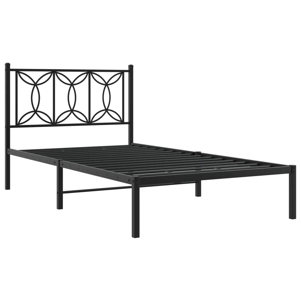 vidaXL Giroletto con Testiera in Metallo Nero 100x190 cm