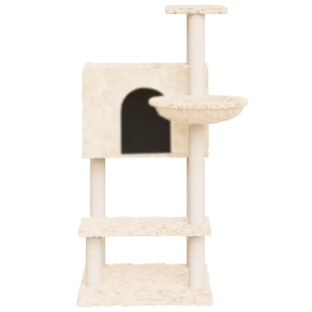 Tiragraffi per gatti torre per arrampicata giocattolo piattaforma per arrampicata con tiragraffi in sisal 108,5 cm crema 02_0022452