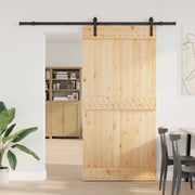 Porta scorrevole NARVIK Naturale e Nero 100 x 210 cm (213,5 cm)