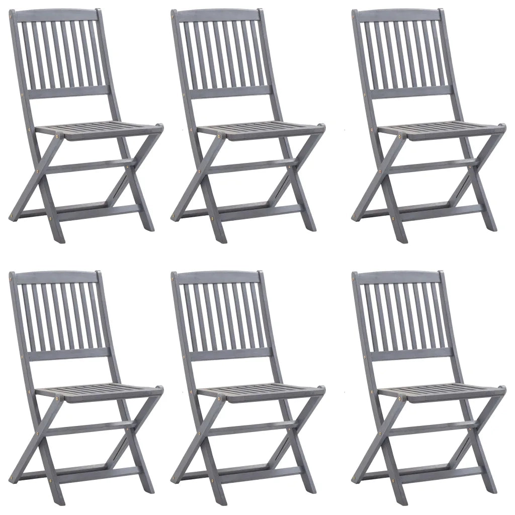 Set da Pranzo per Giardino 7 pz Legno Massello di Acacia Grigio cod mxl 35420