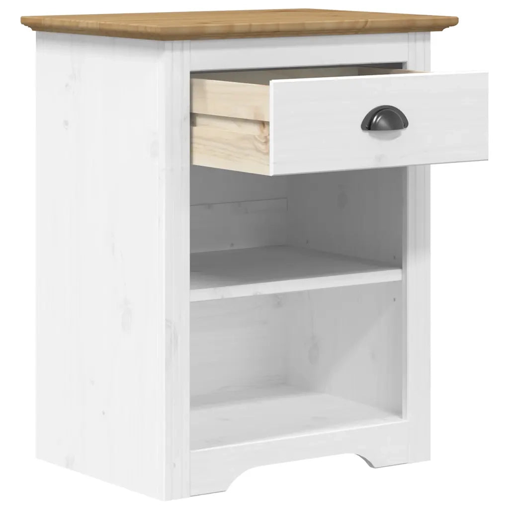 Comodino BODO 53x38,5x67 cm in Legno Massello di Pino Marrone 355054