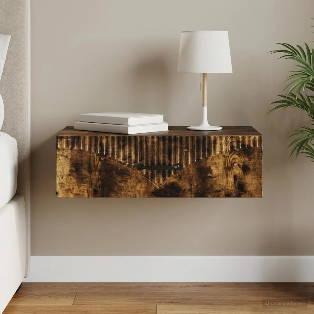 Tavolino da Parete Laterale Rovere Fumo 59 x 34,5 x 17 cm 899000