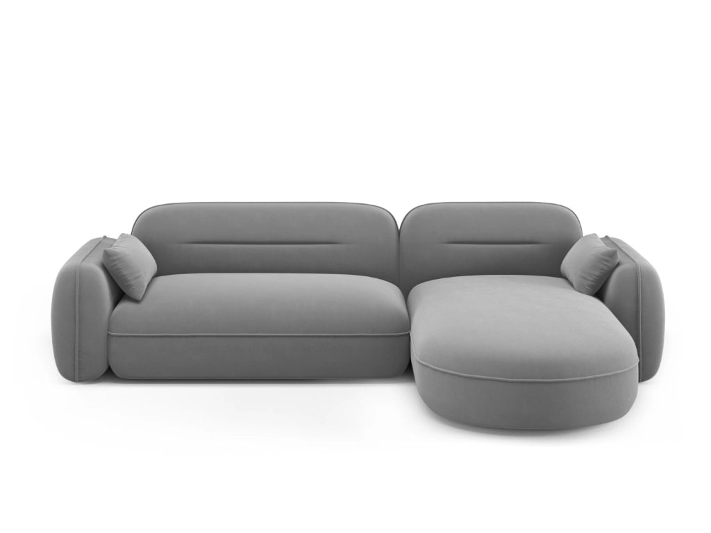 Cosmopolitan Design - Divano angolare modulare destro "Sydney" 4 posti in velluto grigio chiaro 