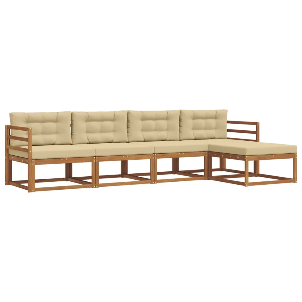 Set di divani da esterno con cuscino 5 pcs Naturale e Beige