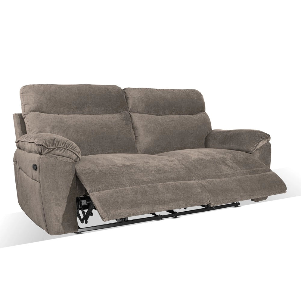 Divano recliner Boston 3 posti manuale in tessuto barrel 21 tortora