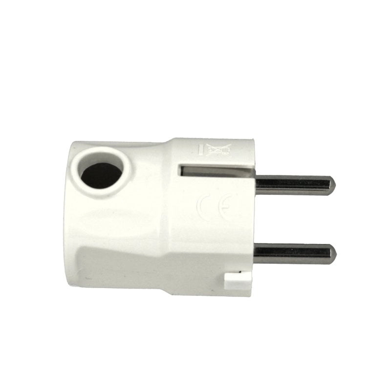 Spina Schuko 16A 250V 3500W 2P+T Uscita Cavo Laterale Multistandard Tedesco Italiano Bianco