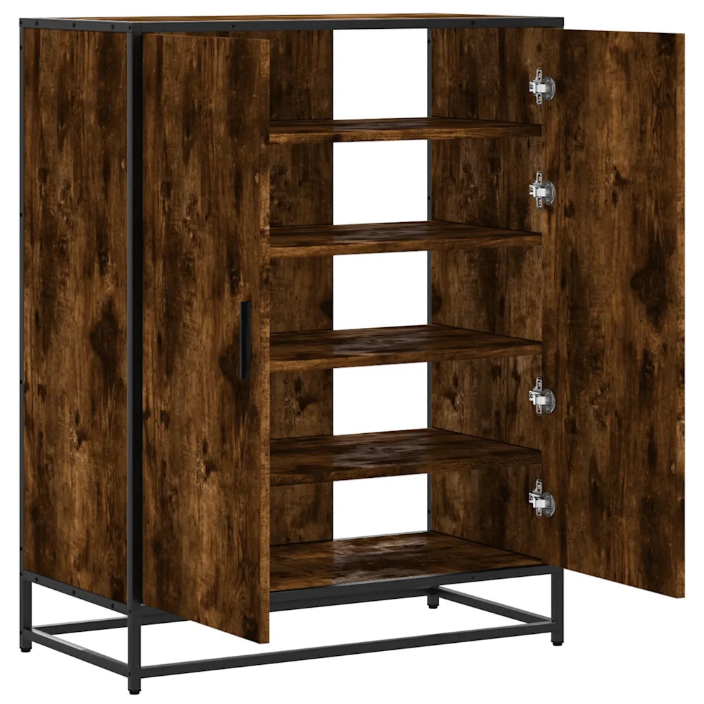 vidaXL Scarpiera Rovere Fumo 75x38x97,5 cm Legno Multistrato Metallo