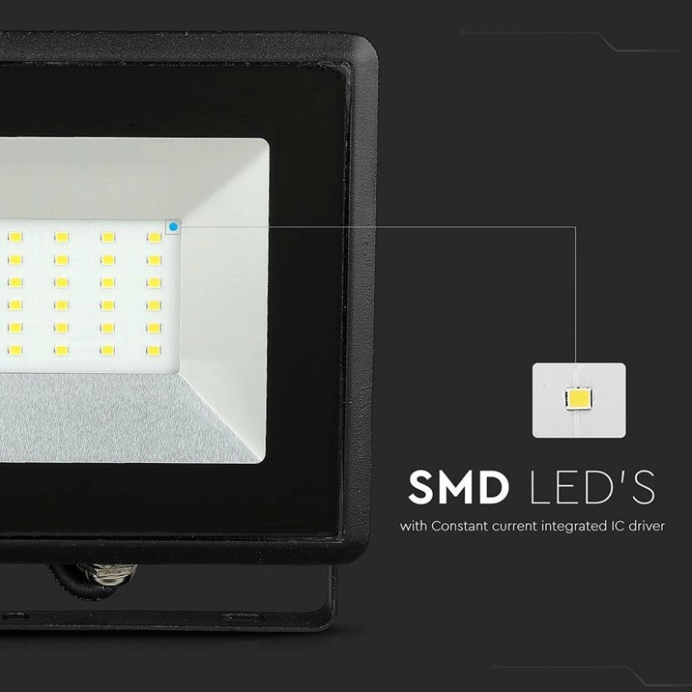 Trade Shop - Faro Proiettore A Led Smd Da 50w Colore Nero Luce Calda 3000k Per Esterno Ip65 -