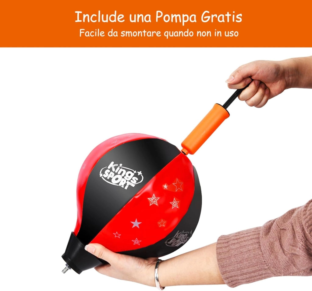 Sacco da Boxe per Bambini Altezza Regolabile, Punching Ball per Bambini con Guantoni, Palla di Pugilato da Terra con Base Stabile Riempibile con Acqua o Sabbia