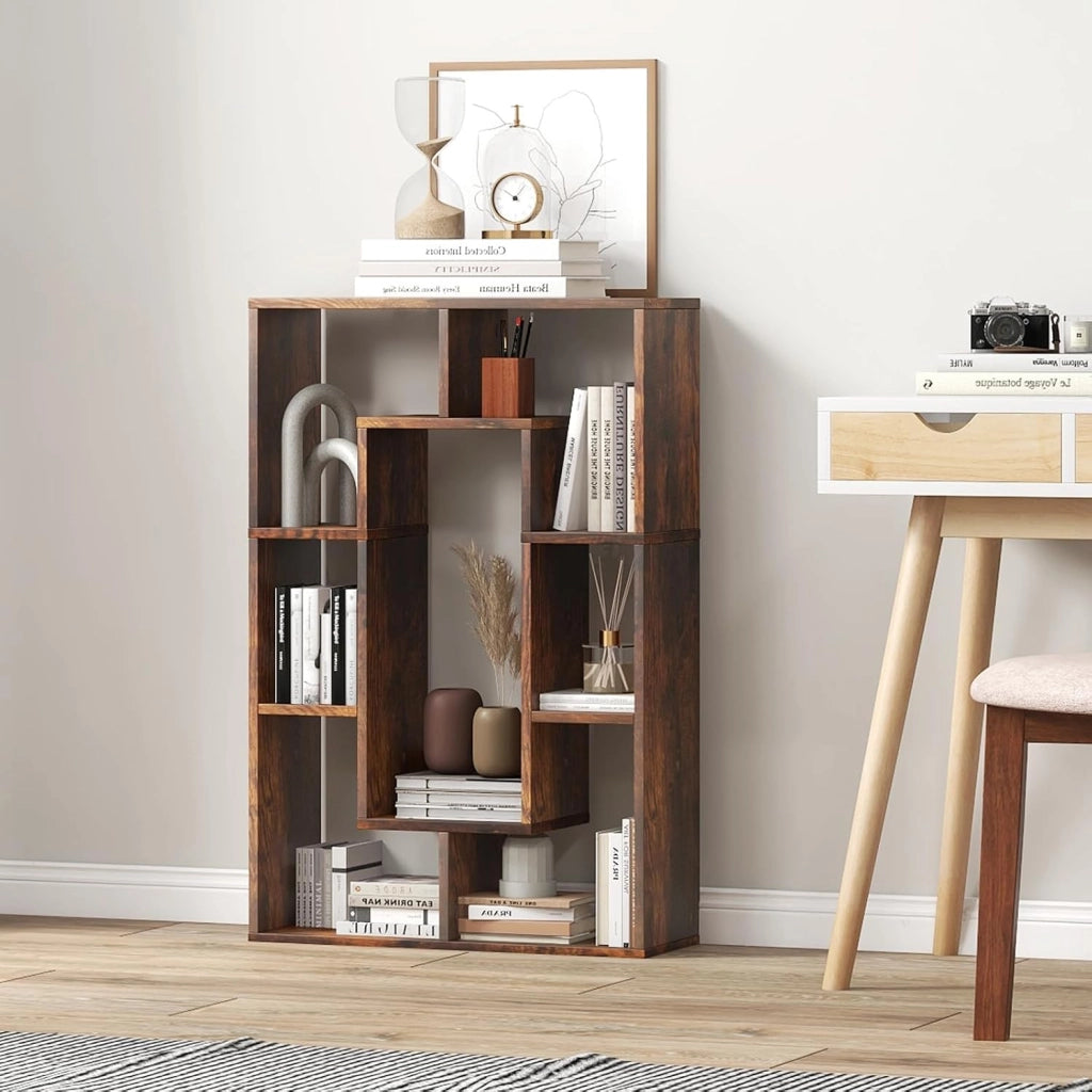 Scaffale per libreria, divisorio in legno, con 7 scomparti, 60 x 20 x 90 cm, per soggiorno, studio e camera da letto (bianco)