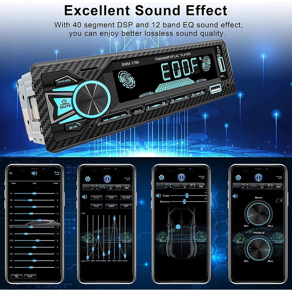 Trade Shop - Autoradio Bluetooth 5.1 Vivavoce 1 Din Aux Mp3 2 Usb Am Fm Display Lcd 1801 24v -