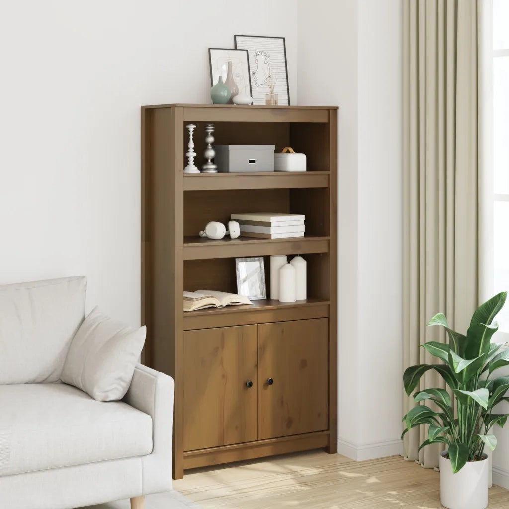 Credenza Miele 80x35x154 cm in Legno Massello di Pino