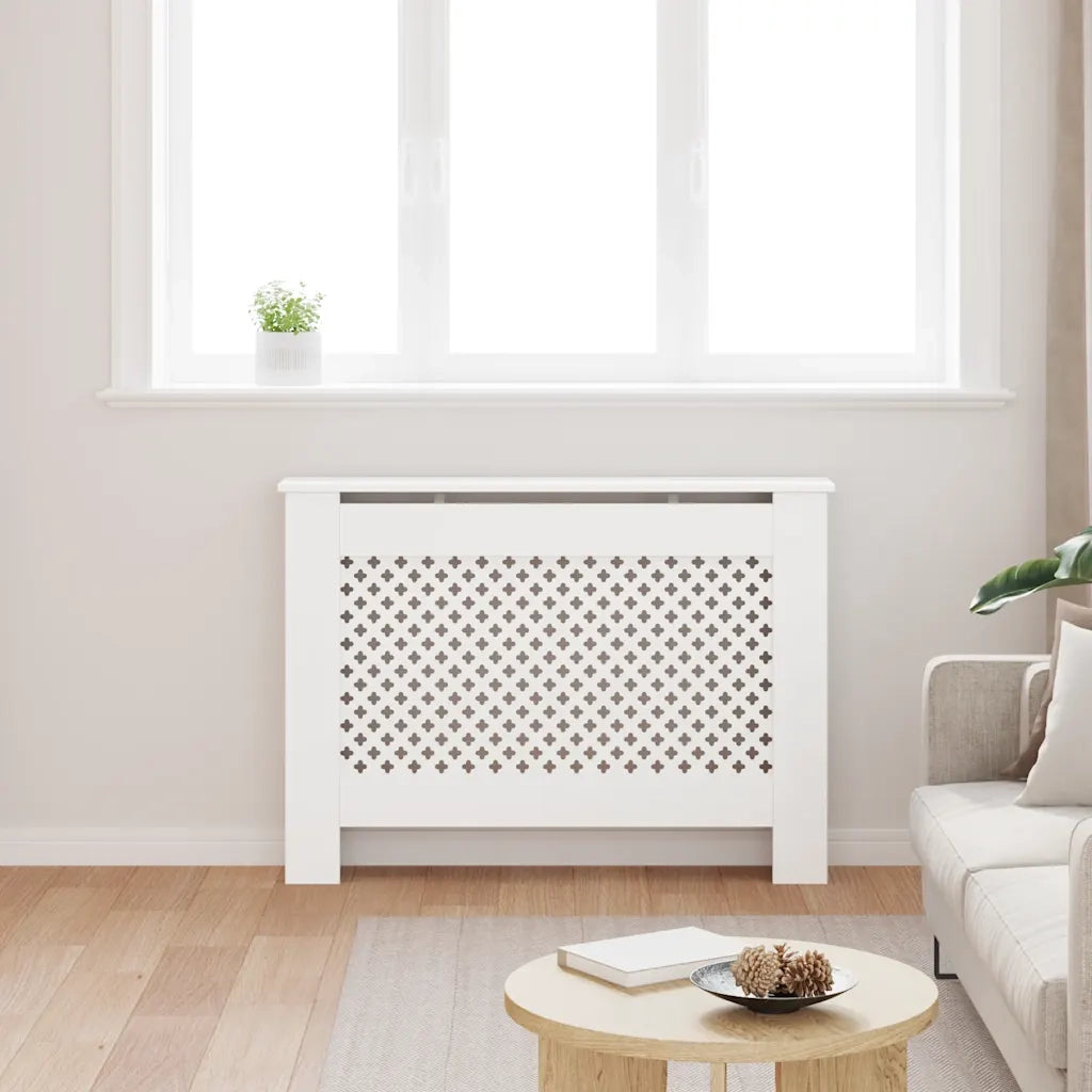 Copertura per Radiatore Bianca 112x19x81,5 cm in MDF 284323