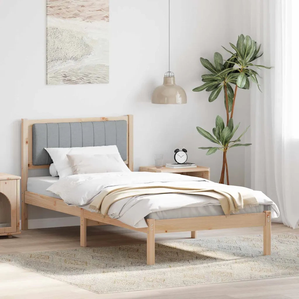 Letto con Testiera Rivestita Grigio chiaro 90 x 190 cm