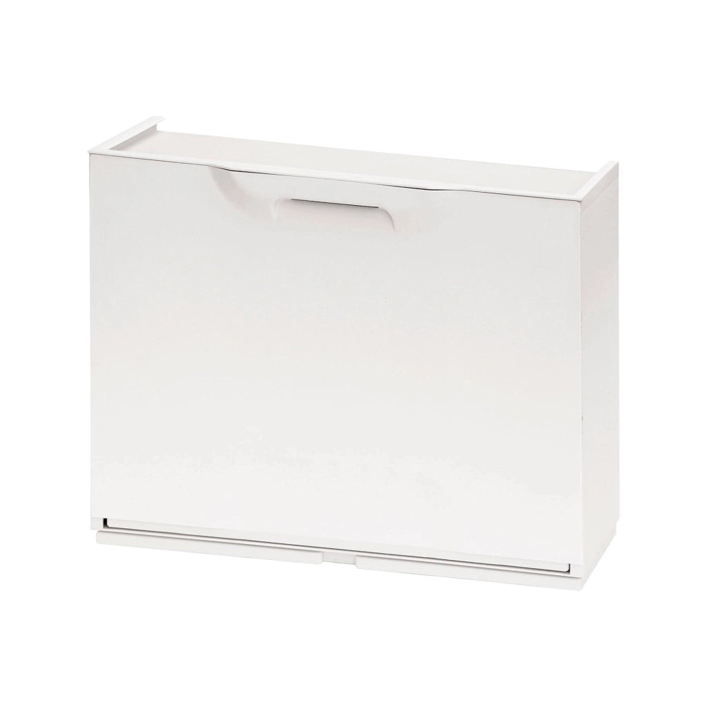 Scarpiera con 1 anta a ribalta in Avon, Mobiletto componibile da interno o esterno, 100% Made in Italy, cm 51x18h40, color Bianco