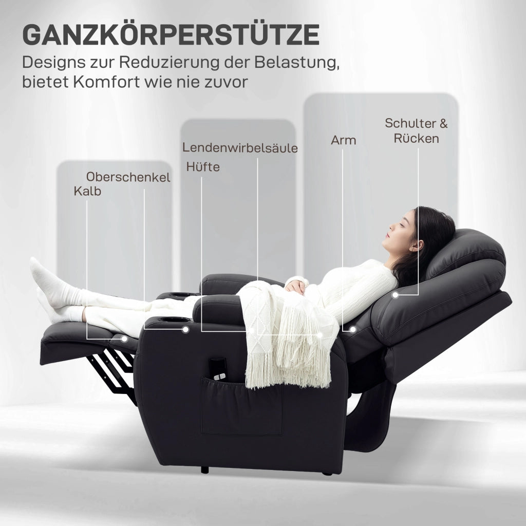Poltrona Relax Elettrica con Alzapersona e Poggiapiedi ¨C Zephmum ¨C Similpelle Nero