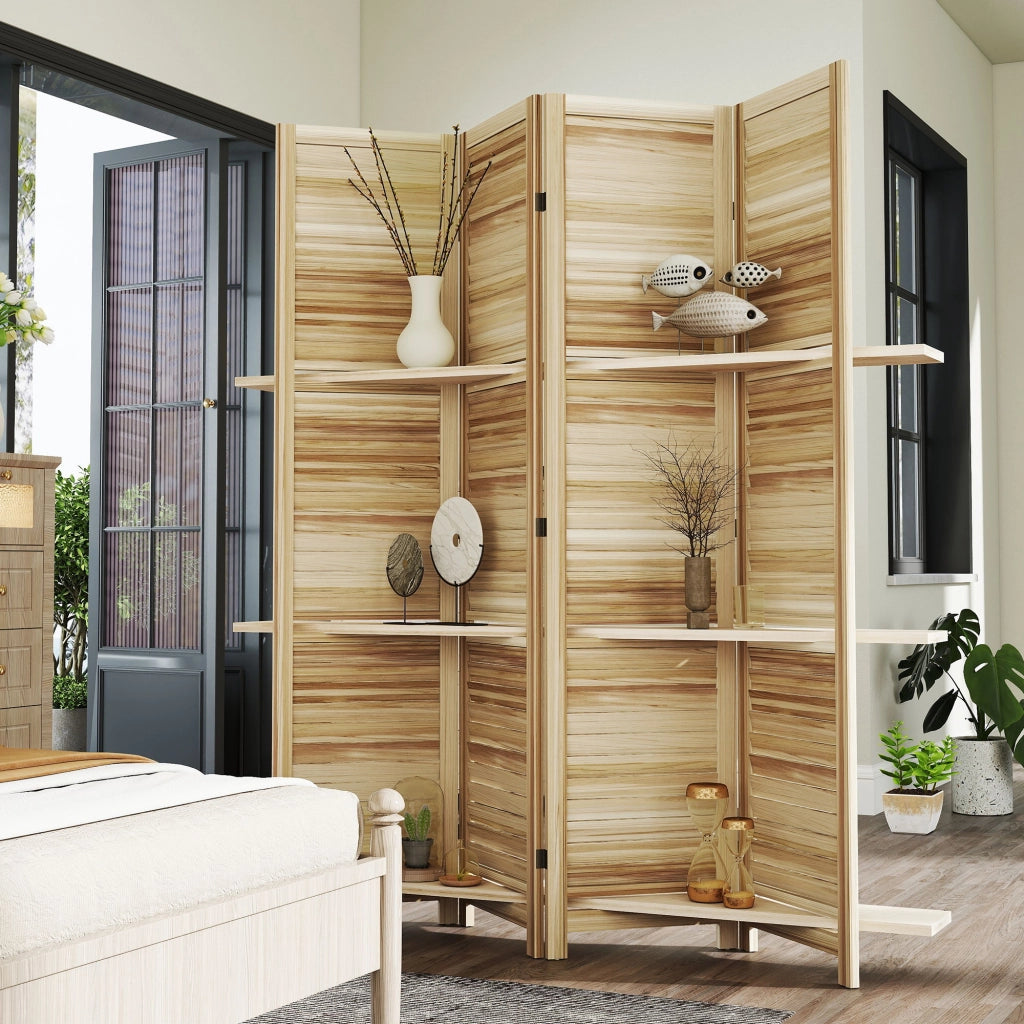 Paravent in legno 4 ante ¨C zephmum ¨C naturale 160x170 cm