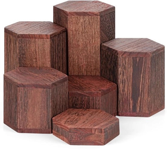Piattaforma in legno a sei angoli - Standa per dessert/cupcake standard - Standa per presentazione a etage - Standa per buffet/ alimentari standard - Legno duraturo - Altezza regolabile
