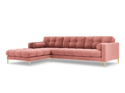 Cosmopolitan Design - Divano angolare sinistro "Bali" 5 posti in velluto rosa 