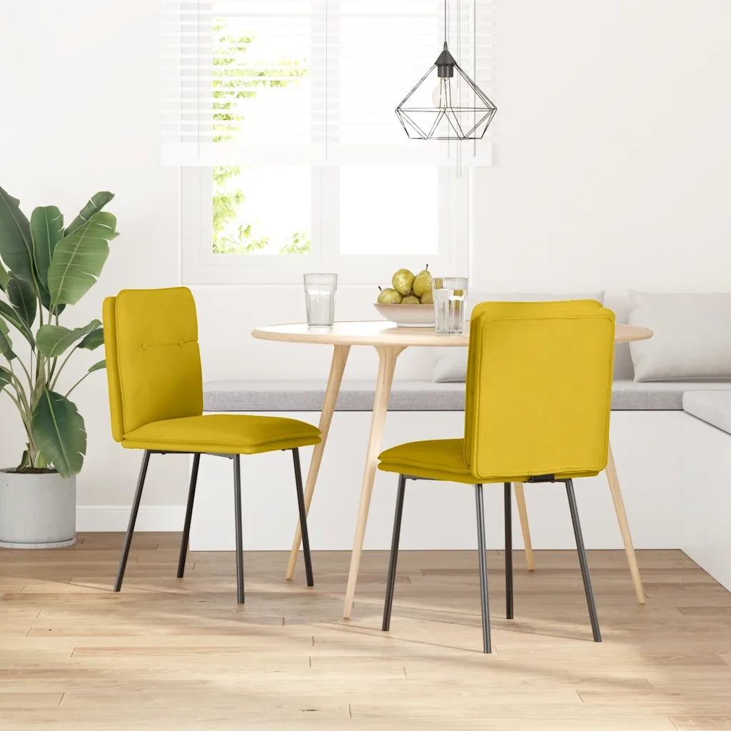Sedie da Pranzo 2 pz Gialle in Velluto 4101316