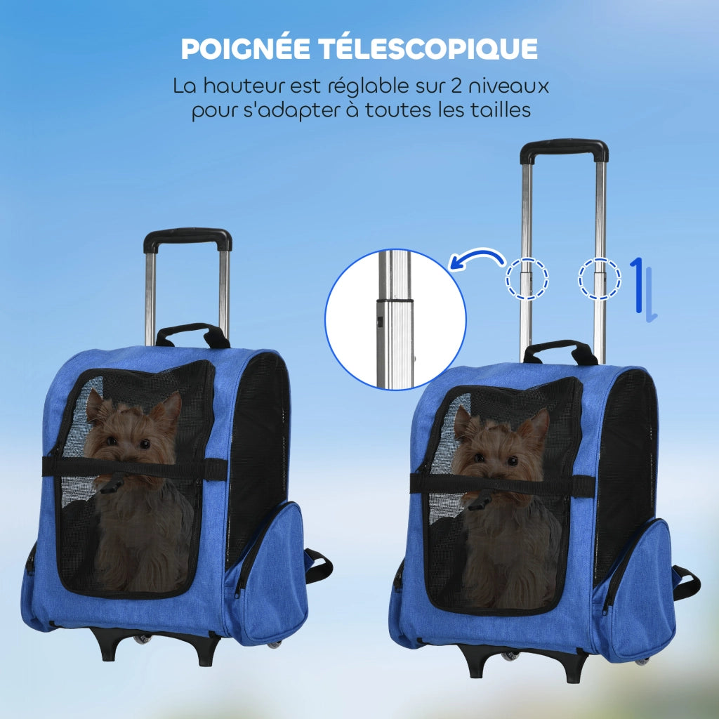 Carrello Trasporto per Cani 2 in 1 ¨C Zephmum ¨C 42x25x55 cm Blu