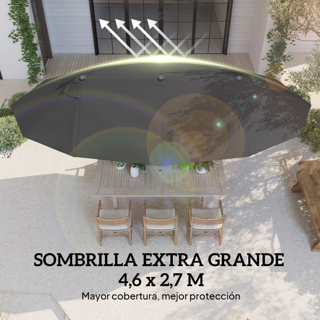 Ombrellone da Giardino Grande ¨C zephmum ¨C Nero 455x265x238 cm