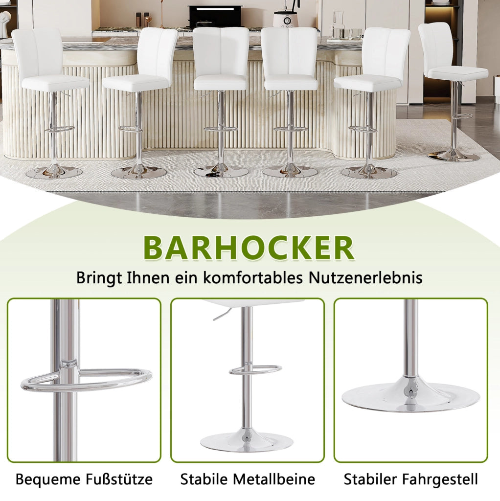Set di 2 sgabelli da bar regolabili bianchi e argento