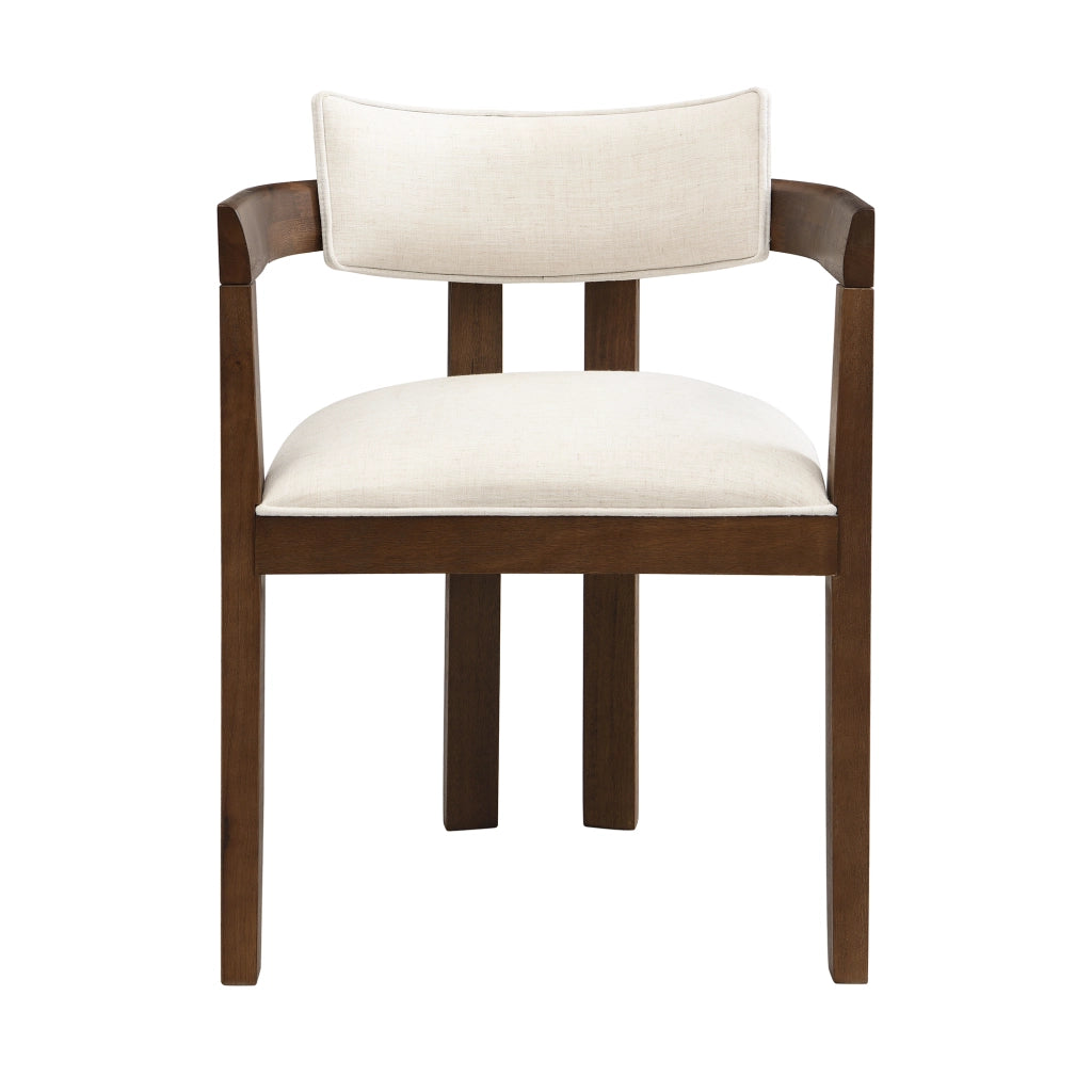Sedie da Pranzo in Legno Massello ¨C Xylo ¨C Tessuto Lino, Stile Moderno, Noce, Set 4 Pezzi