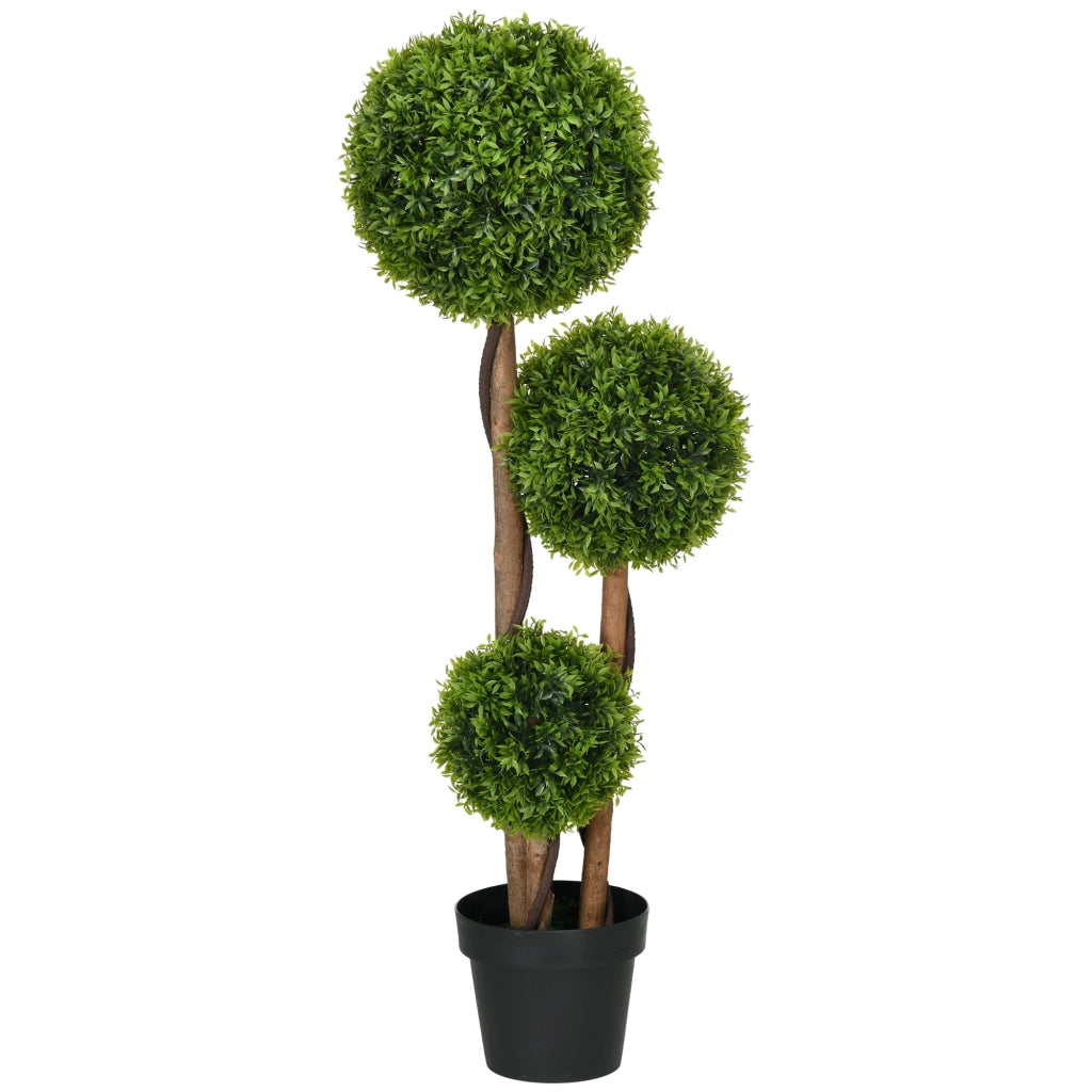 Albero Artificiale Buxus con 3 Palle Foglie di Bamb¨´ e Vaso ¨C zephmum ¨C Verde 110 cm