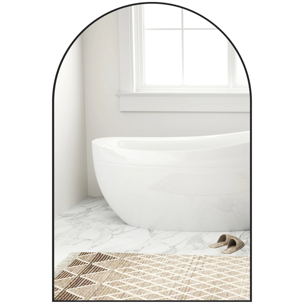 Specchio da bagno ad arco con cornice in alluminio nero ¨C Xylo ¨C 60x90 cm