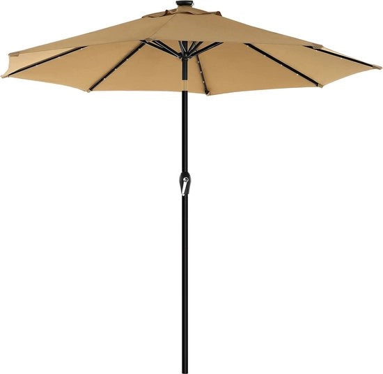 Ombrellone con Illuminazione Solare a LED - Ombrellone - Schermo Solare - Protezione UPF 50+ - Ø 2,7m - Metallo e Poliestere - Miele