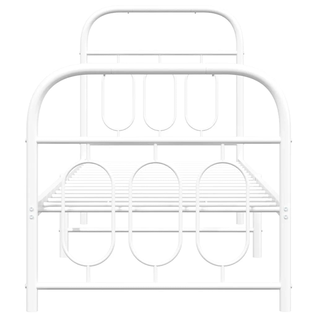 Giroletto con Testiera e Pediera Metallo Bianco 75x190 cm 377174