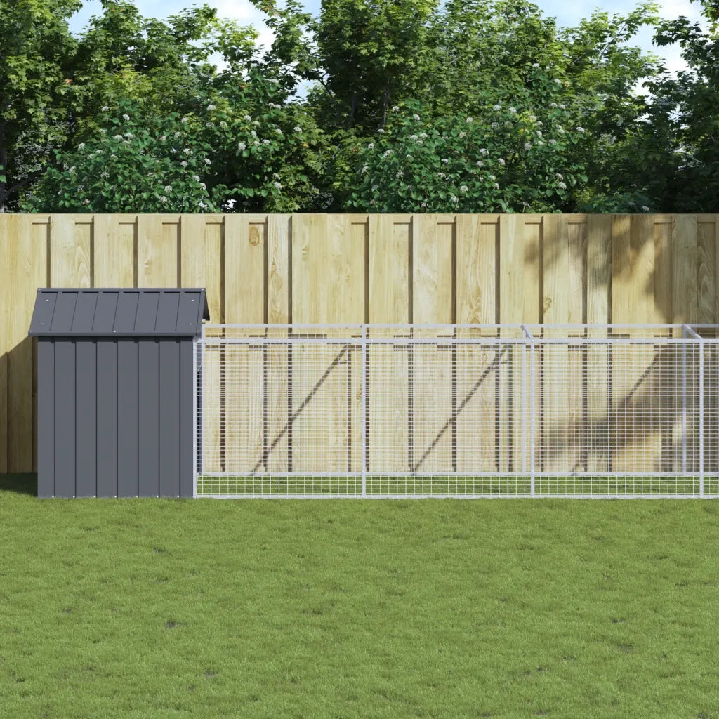 Casetta Cani con Tetto Antracite 117x813x123 cm Acciaio Zincato 3189061